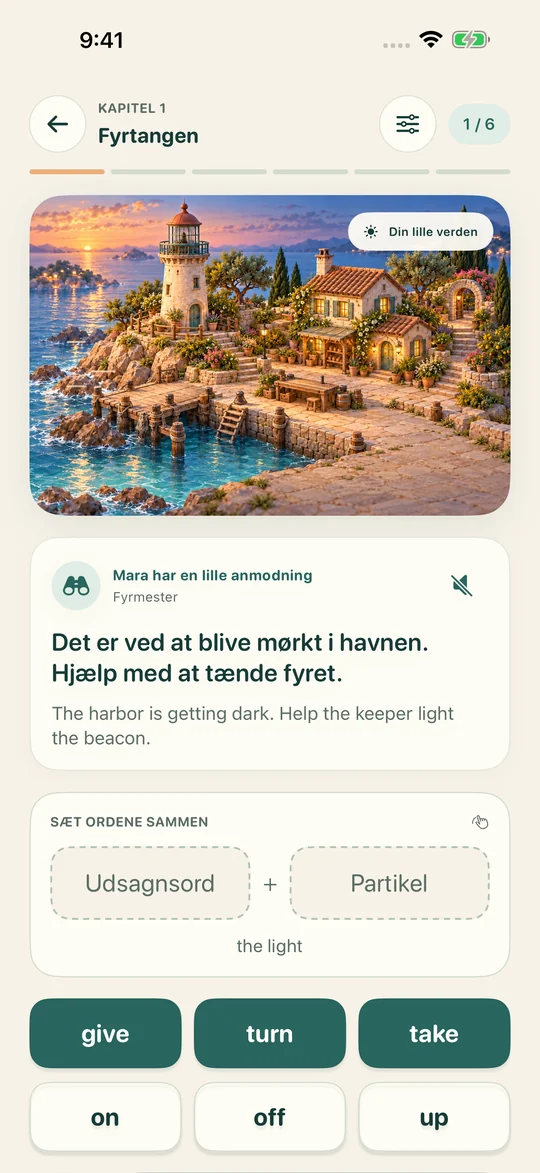 Sæt ordene sammen. Væk scenen til live.