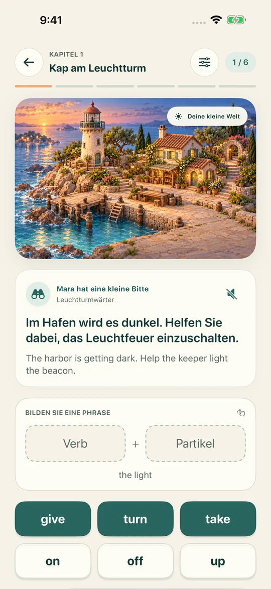 Wörter verbinden. Etwas bewegen.