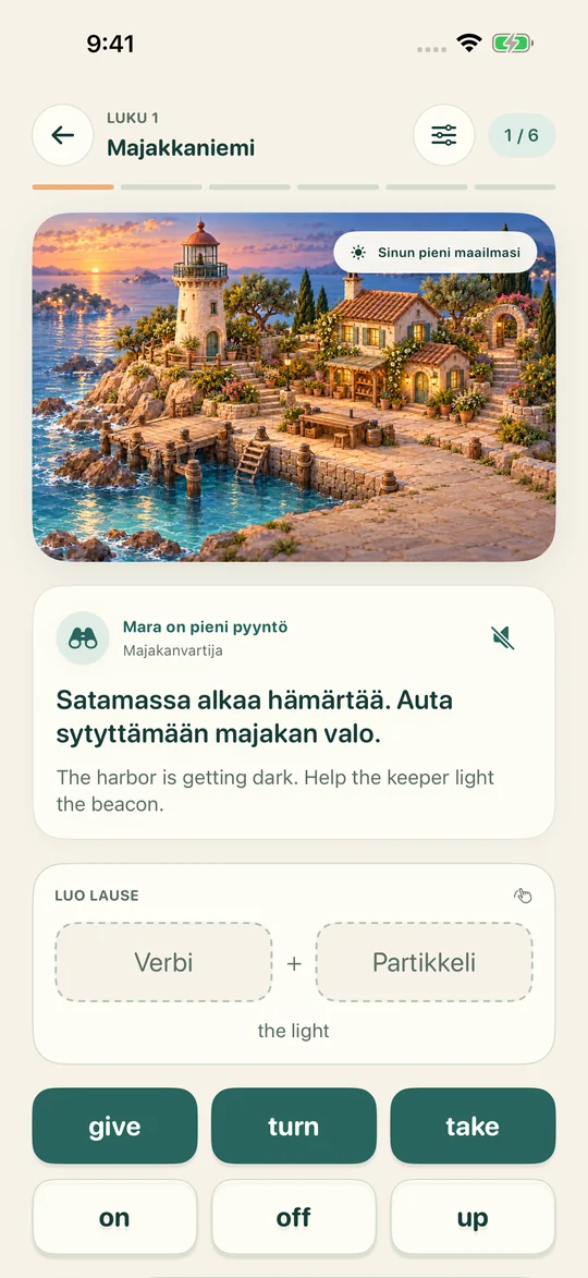 Yhdistä sanat. Herätä kohtaus eloon.