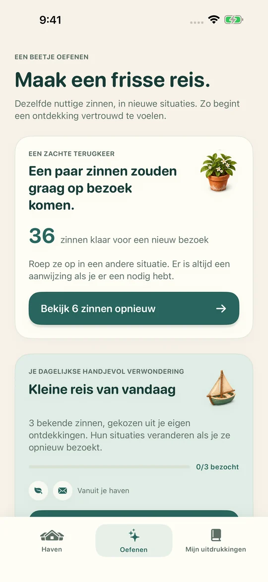 Dezelfde uitdrukking. Een nieuwe situatie.