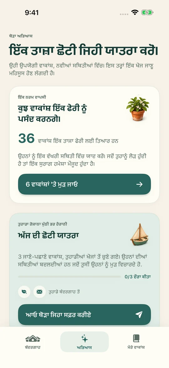 ਉਹੀ ਵਾਕੰਸ਼। ਨਵਾਂ ਸੰਦਰਭ।